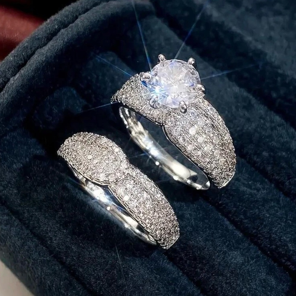 Elegant 925 Silver plated Women's Ring Set